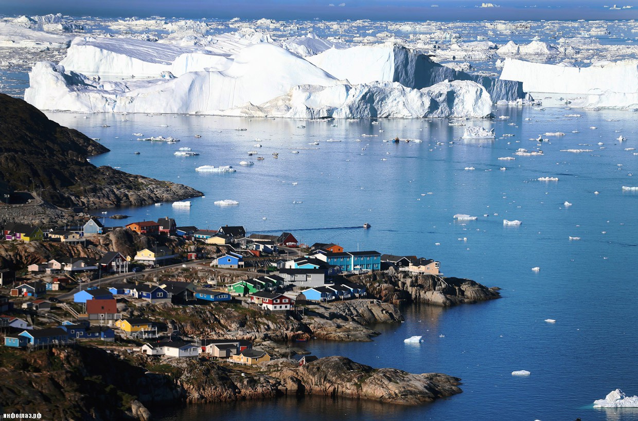 Большой остров покрытый льдами. Город Илулиссат Гренландия. Ледник Илулиссат Гренландия. Нуук Гренландия.